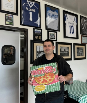 Eric Landis of Ameci’s Pizza in Fillmore. Photo credit Brandy Hollis.  