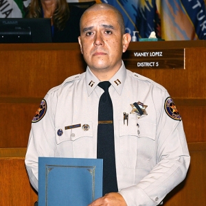 Fillmore Police Chief Eduardo “Lalo” Malagon was recognized for his 25 years of service to the Ventura County Sheriff’s Office and the community.