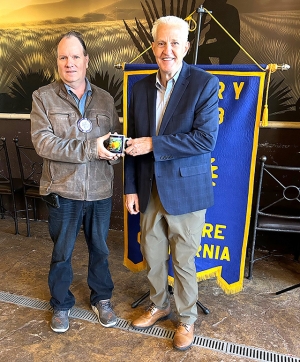 Pictured (l-r) are Fillmore Rotary President Scott Beylik and guest speaker Steve Sharp. Photo credit Martha Richardson.