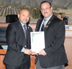 A Proclamation went to Joemil Reguindin, District Liaison, California State Board of Equalization, for their Volunteer Income Tax Assistance (VITA) which offers free income tax preparation in Ventura County for those with incomes less than $53,000. Pictured right, Mayor Douglas Tucker.