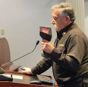 At last night’s council meeting Fire Chief Keith Gurrola sought approval to purchase a thermal imaging camera, part of a FEMA
Grant, to help firefighters detect heat behind walls before entering a building or room.
