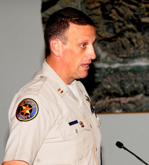 Pictured is Fillmore Chief of Police Eric Tennessen who spoke to the council addressing parking issues in the community and their plan to resolve the issues.