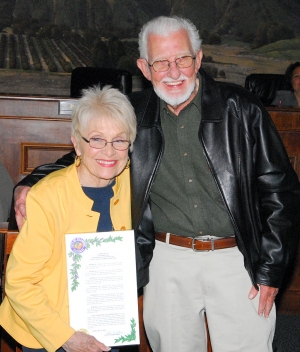 Judy Dressler received a commendation for her six years of service as Chair of the Vision 2020 Civic Pride Committee. Dressler was one of the founding members of the Committee. Mayor Patti Walker thanked Ray Dressler (shown) and the Committee for their support and hard work.