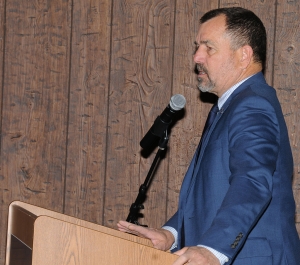 Pictured is Fillmore High School Principal John Wilber who presented the school board with the fall 2019 sports review for Fillmore High School.