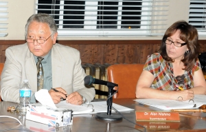 (l-r) Superintendent Dr. Alan Nishino and School Board Member Virginia De La Piedra.