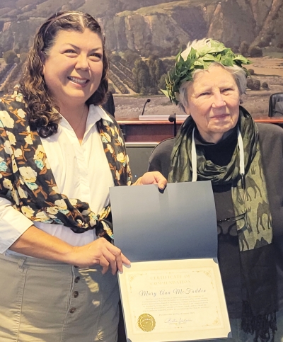 The new Poet Laureate of Ventura County, Mary Ann McFadden, was introduced to the Fillmore City Council at Tuesday’s regular meeting. Ms. McFadden read two of her poems to the council.