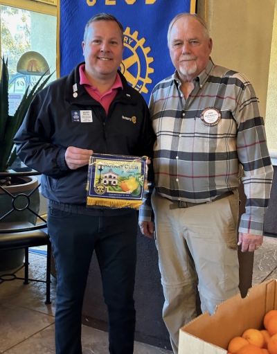 Pictured (l-r) is District Governor Scott Phillips and Rotary Club President Dave Andersen. Photo credit Rotarian Martha Richardson. 