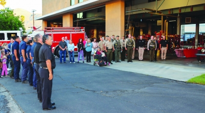 On Wednesday, September 11th, Fillmore City Fire Department hosted a memorial ceremony marking the 23rd anniversary of the terrorist attacks of September 11th, 2001. They gathered at 6:45am and promptly raised the American flag at 6:55am, followed by a countywide radio broadcast remembrance. Refreshments were served afterwards for those who attended the memorial. Photo credit Angel Esquivel. 