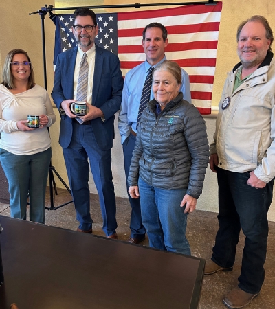 Pictured (l-r) are Communications & Engagement Manager Jannette Jauregui, Dave Nafey, Casey Pullman, Barb Filkins, and Rotary President Scott Beylik. Article and photo credit Rotarian Martha Richardson. 