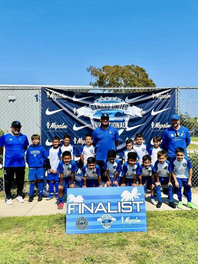 Pictured is California United FC 2026 Boys who were named finalists finalists in the Oxnard United Invitational. Top row (l-r): Coach Javi Alcaraz, Esteban Valdes, Fabian Cabrera, Mycah Castro, Nick Aguilar, Head Coach Miguel Martinez, Allen Arriaga, Gera Alvarado, Noah Lira, Coach Josue Garcia; bottom row (l-r): Andres Martinez, Rex Masterson, Adrien Marrufo, Kevin Ponce, Neymar Alcaraz, JJ Garcia, Roman Garibay
