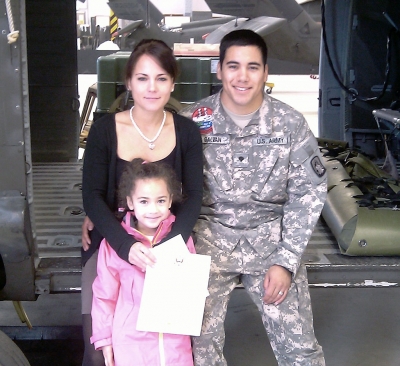 (l-r) Maria Galvan, U.S. Army Specialist Eric Galvan, and daughter Alisha