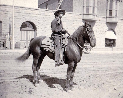 Mel Phillips circa 1900 in Santa Paula by the Union Oil Building. Mel was who lived and ran a taxidermist shop across the street from Owen and would have fun stories about how Owens Chicken would end up in his yard.