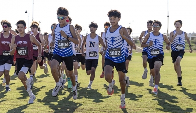 Above are FHS Boys Varsity runners taking off at the start of the 3-mile race at the first of two Citrus Coast League meets, held Tuesday, September 29, in Santa Paula. The Flashes finished fourth as a team. Photo credit Coach Anthony Chavez.