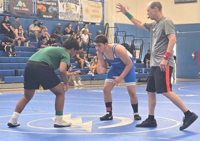 Pictured is Fillmore's Kobe Avila going up against Royal High School. Photo credit Michael Torres.