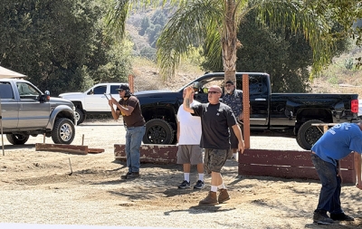 Members Jake and Ellis compete during the Fillmore/Piru Horseshoe Club’s first tournament at Britt Park in Piru. The club has made the park its home while working alongside the Piru Petroleum Club.