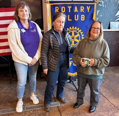 Pictured above is Fillmore Rotary Club President Anna Reilley, Program Chair Barb Filkins and speaker Rotarian Jan Marholin. Photo credit Martha Richardson.