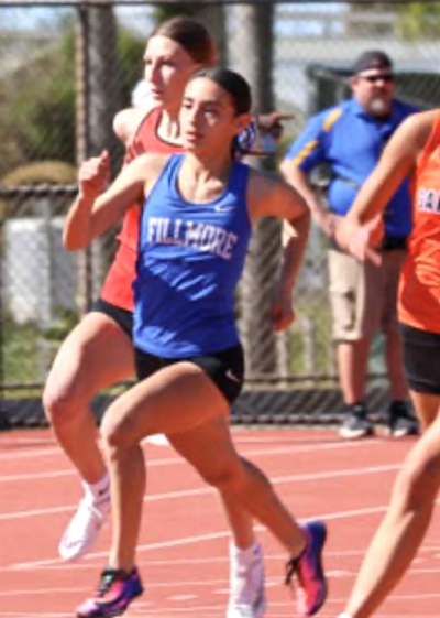 Pictured is FHS senior Janessa Corona who finished 3rd in the JV Girls 100-meter dash in 13.00, as well as placed 2nd the Girls Varsity Long Jump in 15’-00” at the Citrus Coast League Final.