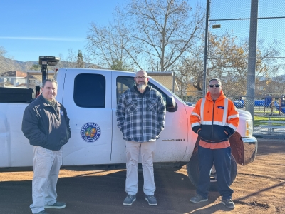 Pictured are Troy Spayd, Jacob Coffman, and Martin Arias with the Fillmore Public Works Department. Photo credit Brandy Hollis
