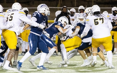 Above is the Fillmore Flashes defense taking down a Cerritos player in last Friday’s game. Photo credit Crystal Gurrola.
