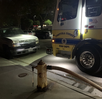 Illegally Parked Car Interfered With Fire Response

A car was illegally parked within 5-feet of this fire hydrant in the 600 block of River Street on Friday when a blaze broke out in the Santa Clara Riverbed. The county engine had to maneuver and switch equipment to compensate for the angle of the hose. This is an ongoing problem in front of the condos behind Vons which might be solved if the city painted the curb red and violators were ticketed. Parking within 15-feet of a fire hydrant is prohibited by the California Vehicle Code regardless of whether the curb is painted red or not.