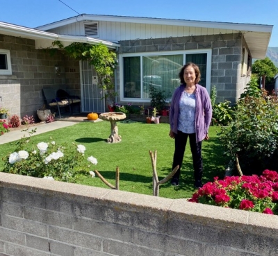 Fillmore Civic Pride volunteers named Nellie Carrillo’s yard on Santa Clara Street as the May 2023 “Yard of the Month”. Pictured is Lupe Solis, Nellie’s caregiver, in the front yard as Nellie is 97 & wasn’t able to go out for the photo. Nellie also received a $50 gift card for Otto & Sons Nursery. Photo courtesy Linda Nunes. 