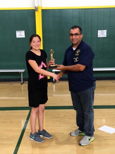 Congratulations to 9 year old Natalia Velasco for winning the Knights of Columbus Free Throw Championship and
moving on to the State finals.
