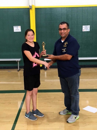Congratulations to 9 year old Natalia Velasco for winning the Knights of Columbus Free Throw Championship and
moving on to the State finals.