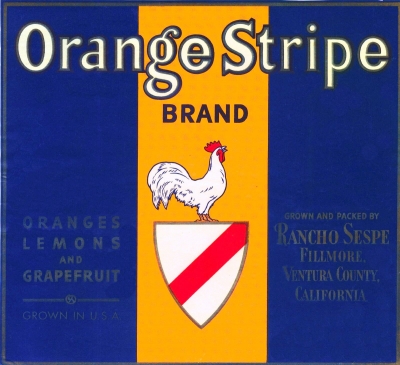 Orange Stripe crate label - Rancho Sespe