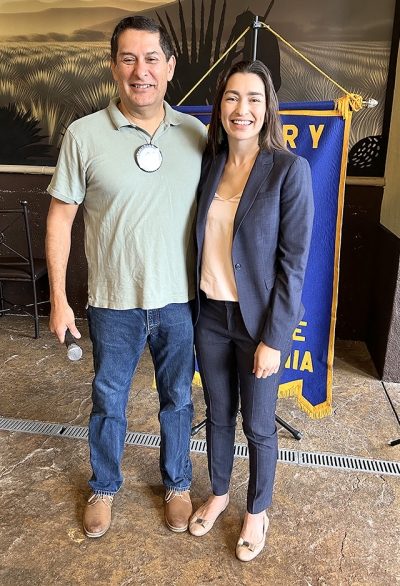 Pictured (l-r) are Rotary Club President John Garnica and speaker Natalie Garnica. Photo credit Martha Richardson.