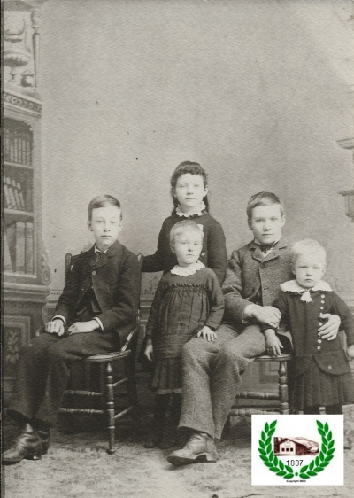 - Above is Ted Fairbanks with his siblings: standing is Winifred Fairbanks. Left to right: Fergus Fairbanks, Ellen Nellie Fairbanks, Charles Fairbanks and Louis Fairbanks, c. 1885. Photo courtesy Fillmore Historical Museum.