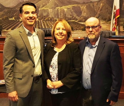 
Above are Council members, Chris Gurrola (left) and Mark Austin (right), who will be stepping down from Fillmore City Council. Center is former Mayor Carrie Broggie.
High Winds Bring Fire Hazards to Area
