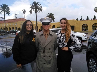 Pvt. Castro with step-mother (left) and aunt Sgt. Solorio USMC.