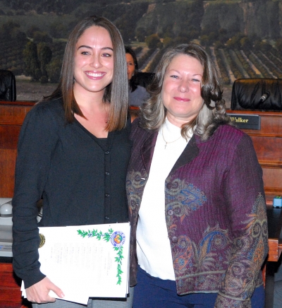 Mayor Patti Walker, on behalf of the Council, presented the award to Angela Mumme.