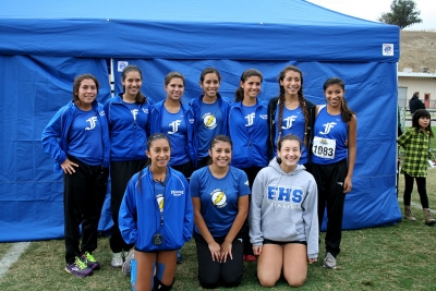 Girls CIF Cross Country Team (l-r) (top) Sofia Gallardo, Alexis Tafoya, Jordyn Vassaur, Briana Segoviano, Captain Kiana Hope, Lupita Perez and Marisol Martinez. (bottom) Irma Torres, Erika Texin and Kimberly Vazquez.