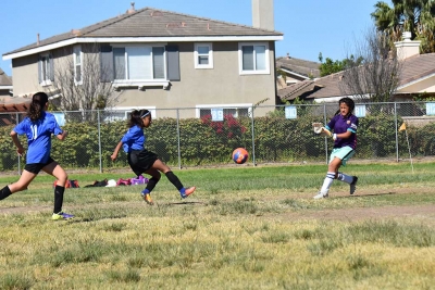 California United’s Marlene Gonzales taking a shot at the goal during the game this past weekend.
