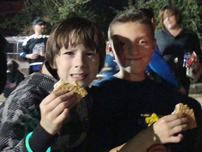 Sebastian Lidikay and Luke Larson enjoy their s’mores!