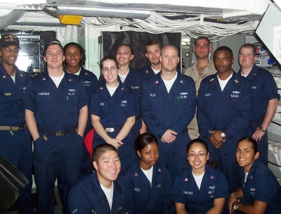 Phillip Diaz with shipmates.