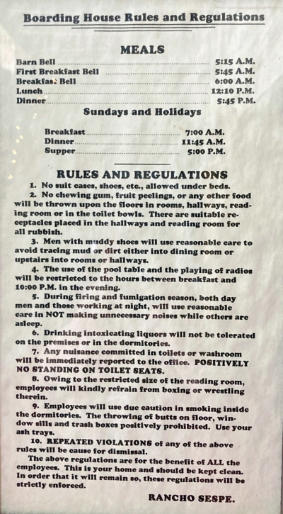 Bunkhouse Rules