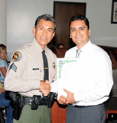 In Recognition Of Valuable Service, a Proclamation was presented to Senior Deputy Detective Taurino Almazan by Mayor Manuel Minjares on behalf of the City of Fillmore on July 8th at Council. Almazan served
from 1979 to 2014.