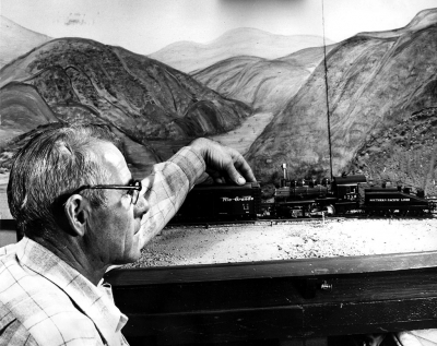 Al Morey with his model Trains