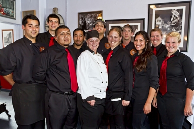 Pictured above is the staff at the Movie Train Cafe (l-r): Randy Balades, Max Gabriel, Alex Melendez, Chris Escotto, Sassy Wright, Cody Balades, Jessica Givans, Brian Cook, Ariel Bernett, Diane and Liz Wareham.