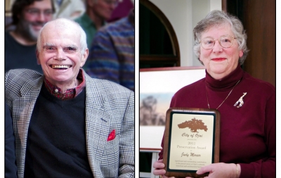 Historic Preservation Commission award winners (l-r) David Mason, “Lifetime Achievement for Historic Preservation” and Judy Mercer, “2011 Historic Preservation Award.” Both volunteers at the Ojai Valley Museum.
