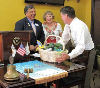 (l-r) District Governor Frank Ortiz, wife Scotty and Club President Tim Hagel.
