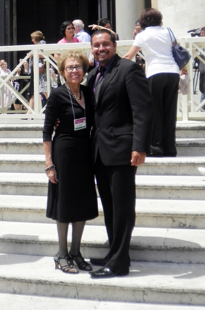 Fillmore residents Katie Ramirez and her son Jason in Rome. They were with a group of 300 who went
to Rome for the Official Pallium Pilgrimage. 