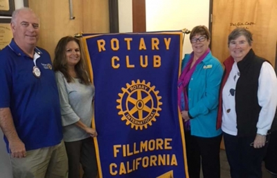 (l-r) Rotary Club members Jerry Peterson and Ari Larson with Sue Zeider and Martha Gentry. Sue and Martha will be speaking at the St. Francis Dam 90th Anniversary this coming March. Photo courtesy Ari Larson.