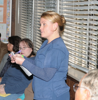 Alyssa Calderon, a nurse and parent, voiced her concerns regarding the leaking roof that has created mold and other unhealthy conditions at Fillmore Middle School.