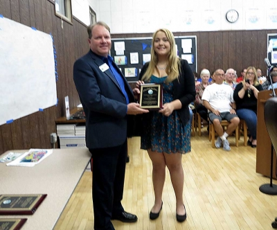 (l-r) Scott Beylik, Board President, and Connie Quintana, Student Representative.