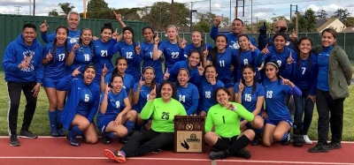 Top l-r: Coaches Cristoval Gomez, Francisco Garibay, Yareli Vasquez, Isabella Vaca, Shania Leon, Alexis Mejia, Kayla Martinez, Tori Villegas, Yaneli Conbian, Valerie Hernandez, Coaches Omero Martinez, Johnny Vaca, Alexsys Covarrubias, Ana Covarrubias, Anahi Andrade, Coach Yazu Meza. Middle Bottom: Ari Magana, Aliyah Alfaro, Jennifer Cruz, Sophia Garibay, Lupita Bravo, Emily Garibay, Lupita Ruvalcaba, Susie Garcia, Andrea Maruffo. Keepers: Ashley Yepez and Aaliyah Lopez. Coaches not pictured Jenny Andrade. Photo courtesy Coach Omero Martinez.