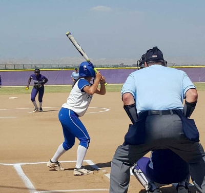 Flashes 3rd Baseman Cali Wyand up to bat during the 2nd Round of CIF playoff game against Vista del Lago High School, the Lady Flashes defeated Vista del Lago 12-0. The Flashes advance to Quarter Finals on Thursday May 25th at Torrance High School. Photo courtesy of Tom Ito.