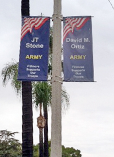 Above is one of many banners hanging on Central Avenue in honor of our servicemen.